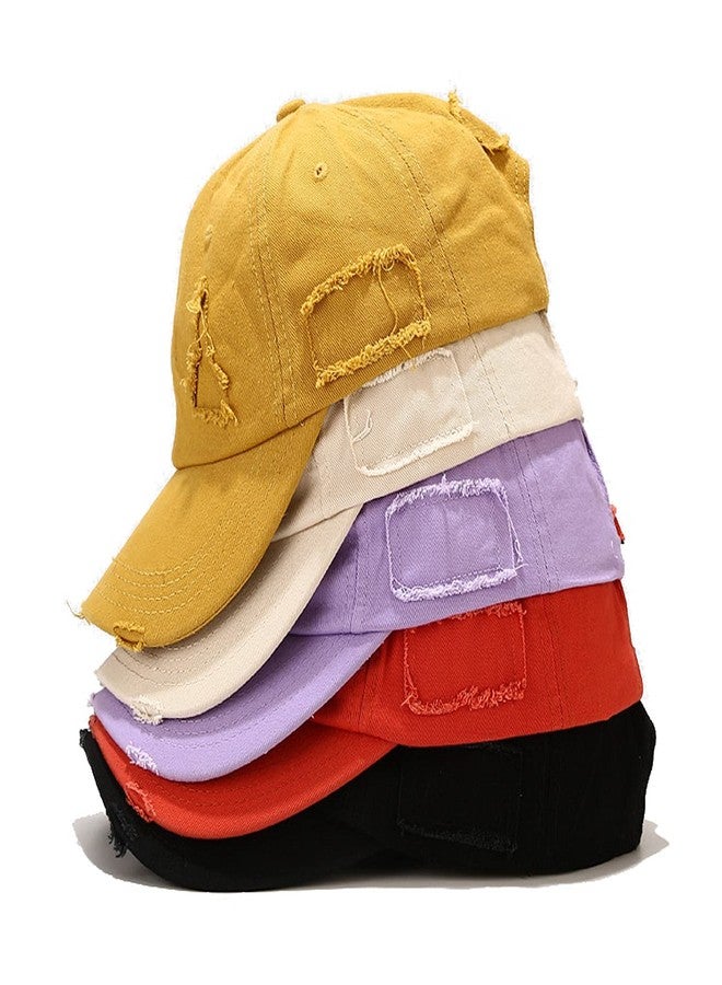 Umeepar Ripped Patch Baseball Cap Vintage Distressed Low Profile Unstructured Cotton Dad Hat Adjustable for Women Men (Black) - Image 2